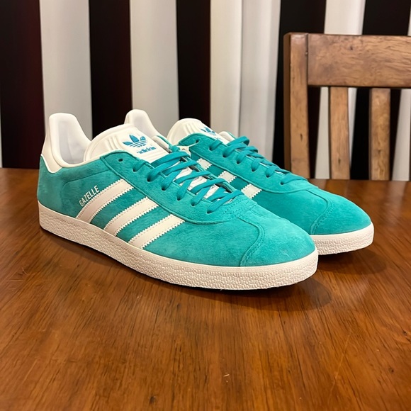 Adidas Gazelle Shoes Sneakers new EE5510 Hi-Res Aqua white Men’s Size 11